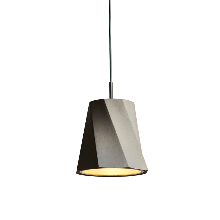 Gray Concrete Mini Pendant Light with Chrome Accents