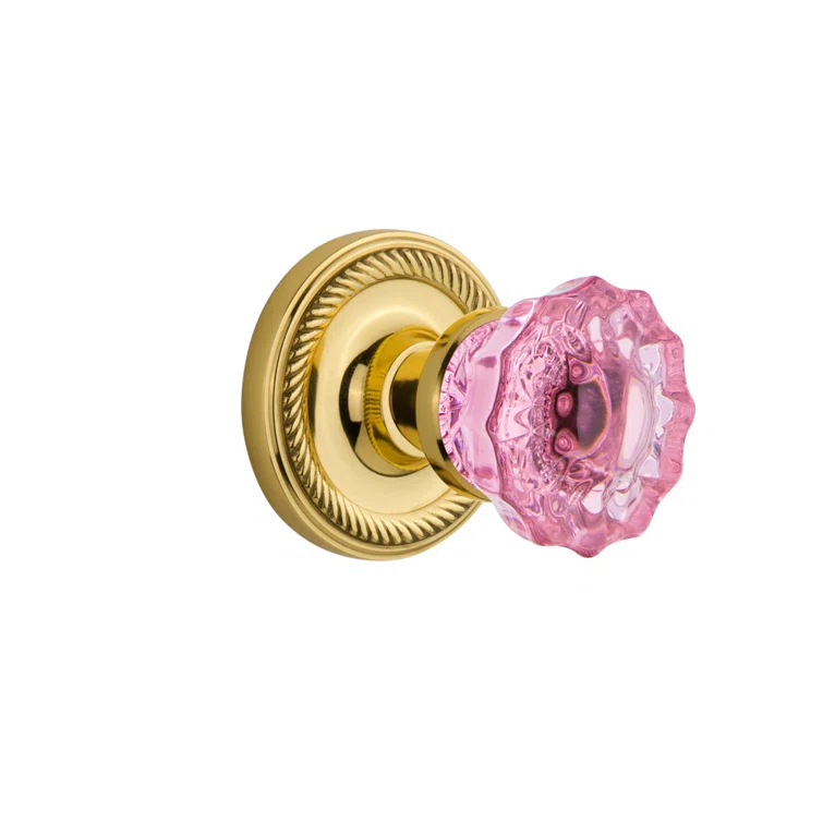 Rope Rosette with Crystal Pink Door Knob