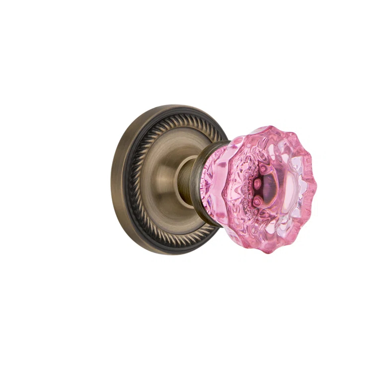 Rope Rosette with Crystal Pink Door Knob