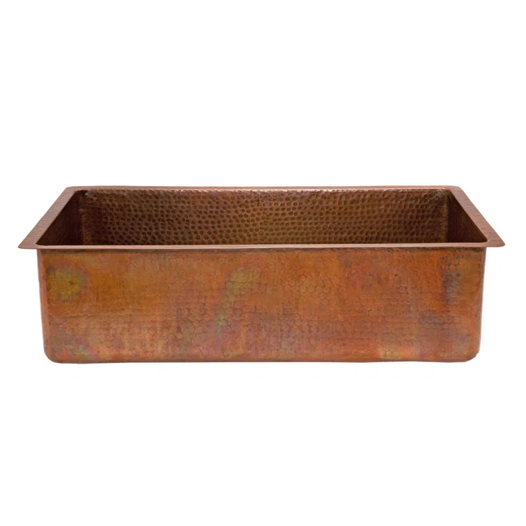 33" Hammered Antique Copper Single Basin Kitchen Sink