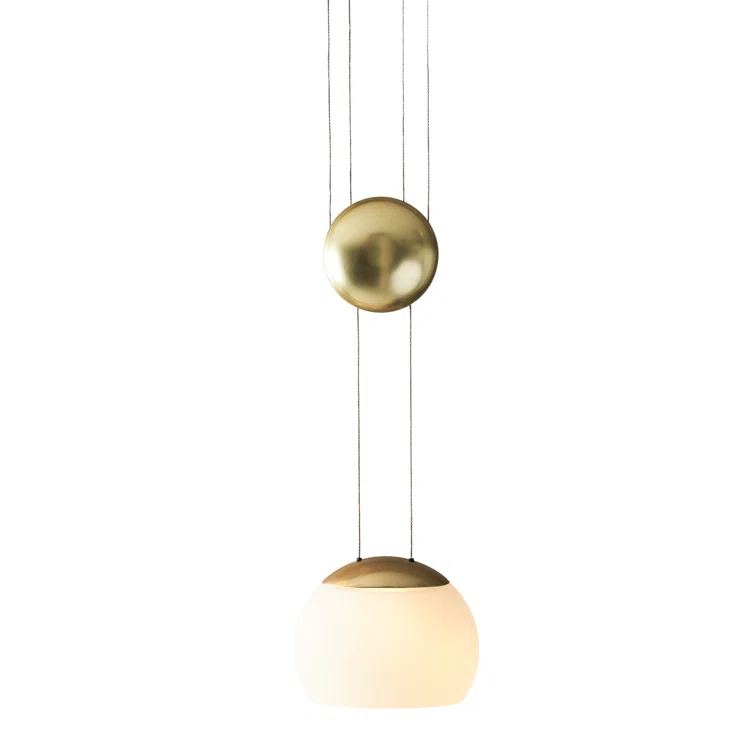 Jojo Brass 6.3" x 13.7" Modern LED Glass Pendant