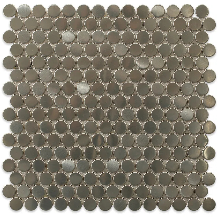 Stainless Steel 0.75" x 0.75" Stainless Steel Penny Round Mosaic Wall Tile