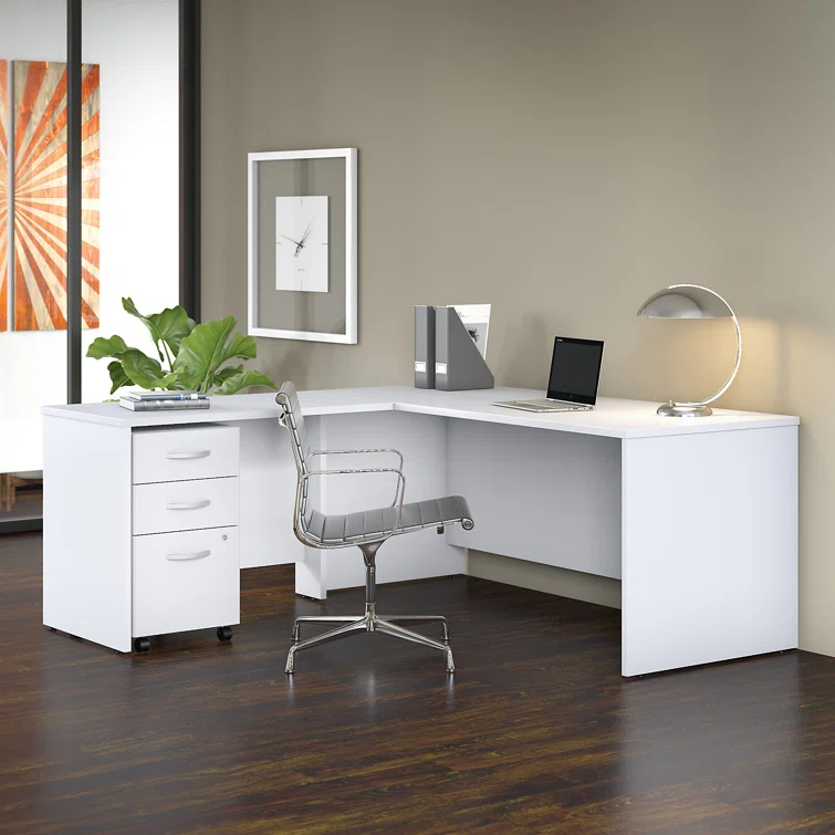 Bush Business Furniture Studio C L Shaped Desk with Mobile File Cabinet and Return