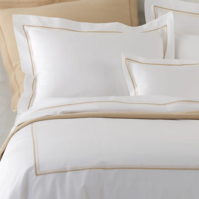 Twin Charcoal Cotton Percale Duvet Cover with Satin Stitch