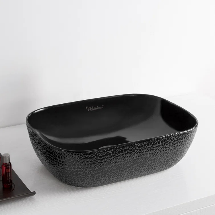 Whitehaus Collection Isabella Plus 15.75'' Black Vitreous China Rectangular Bathroom Sink