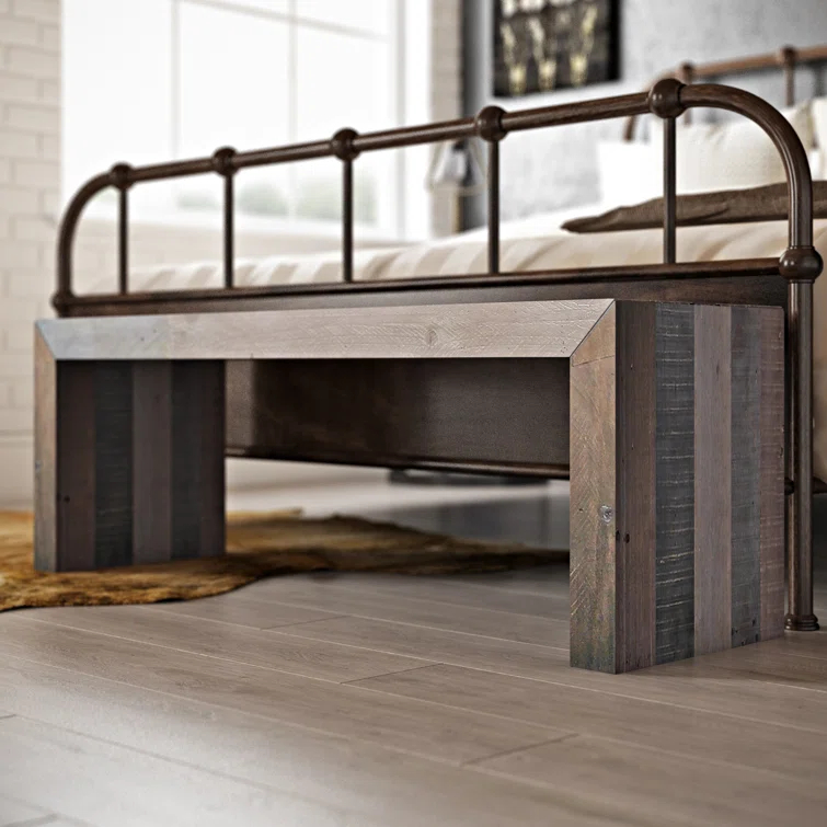 Transitional Rustic Recycled Pine 71'' Bench in Gray