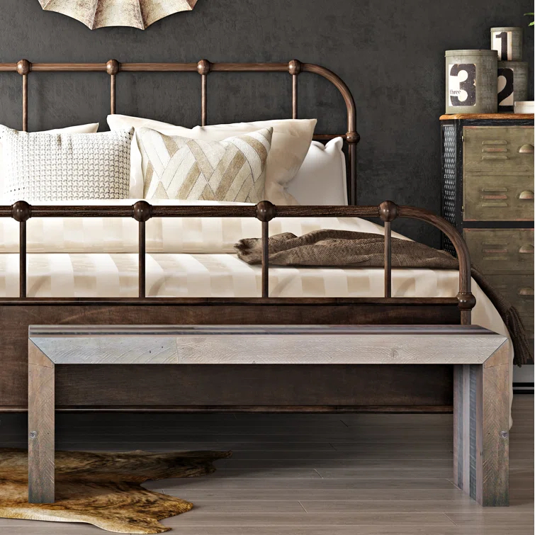 Transitional Rustic Recycled Pine 71'' Bench in Gray