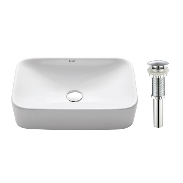 Ceramic Ceramic Rectangular Vessel Bathroom Sink