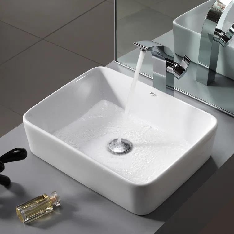 Ceramic Rectangular Vessel Bathroom Sink