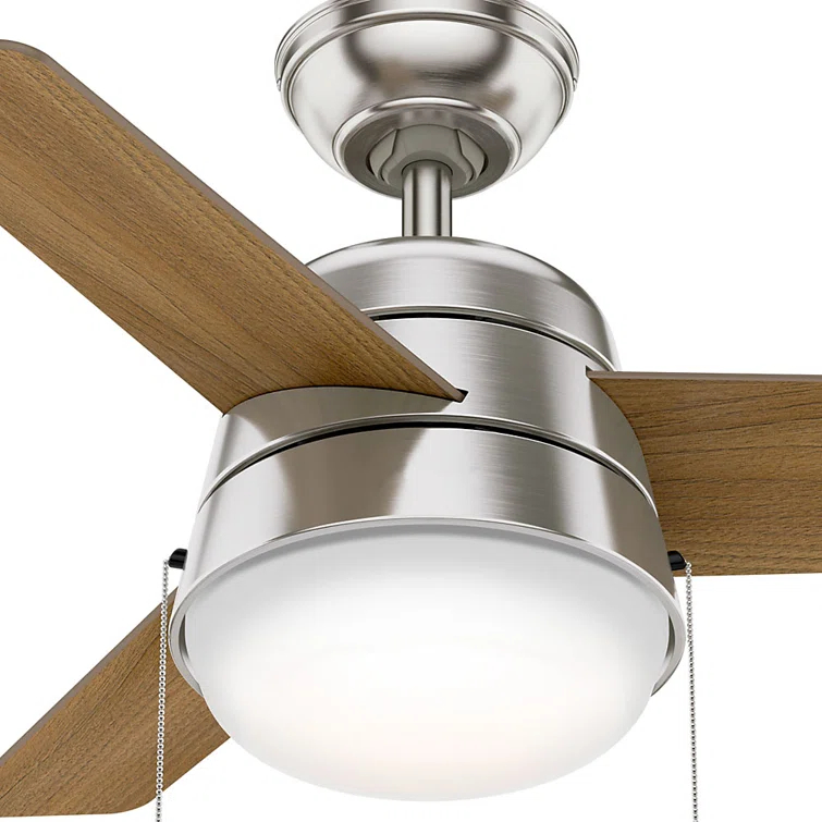 Aker 36" 3 - Blade Standard Ceiling Fan with Lights and Pull Chains