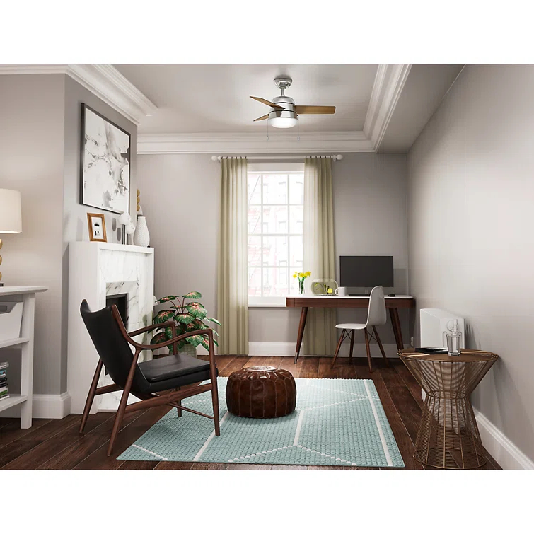 Aker 36" 3 - Blade Standard Ceiling Fan with Lights and Pull Chains