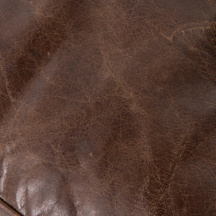 Cigar Brown Genuine Leather Chesterfield Sofa with Nailhead Trim