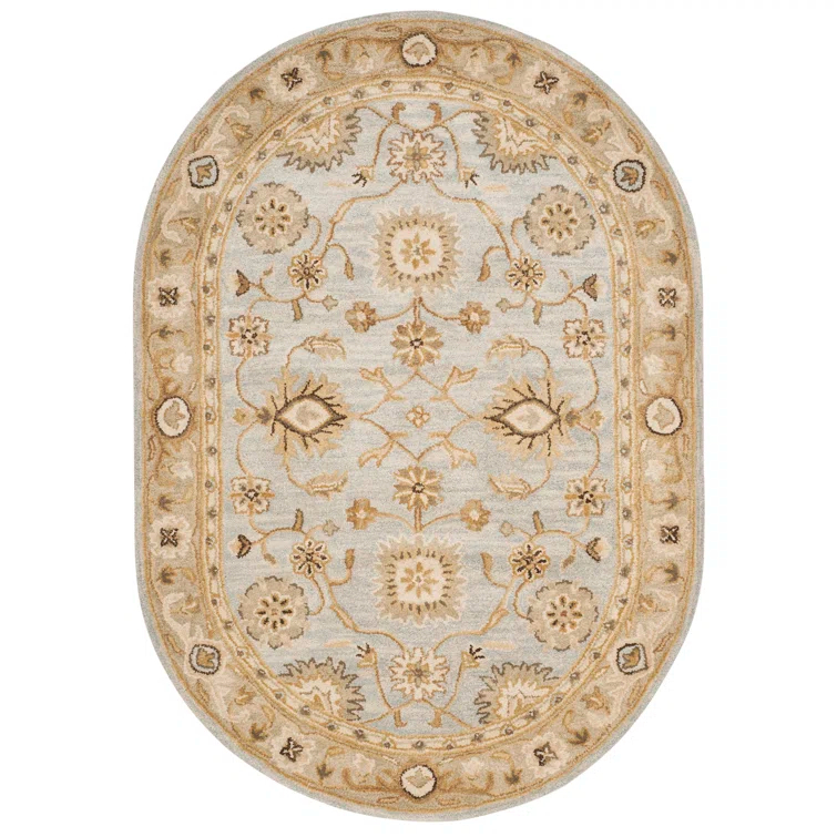 Antiquity AT856 Hand Tufted Area Rug - Light Blue/Sage - 4'6"x6'6" Oval - Safavieh.