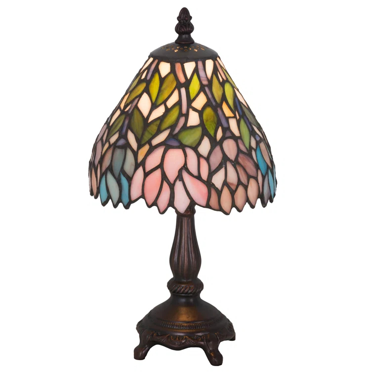 Meyda Lighting 13.5'H Wisteria Mini Lamp, Beige Pink Purple - 27294