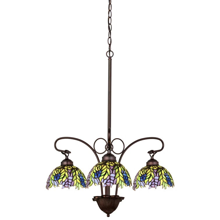 30 Inch Wide tiffany honey locust 3 lt Chandelier
