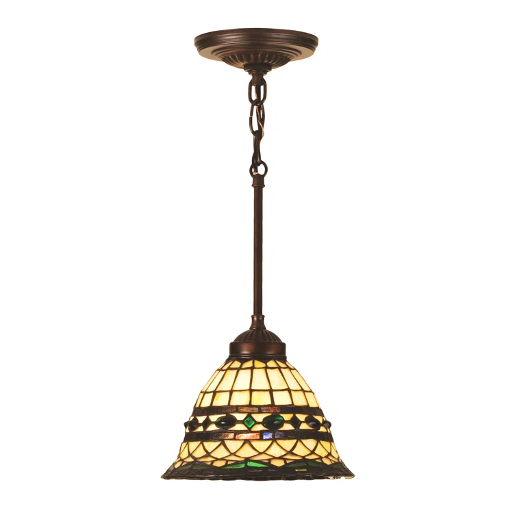 Meyda Lighting 8'W Tiffany Roman Mini Pendant, Beige Green Pbagwr Green - 48921