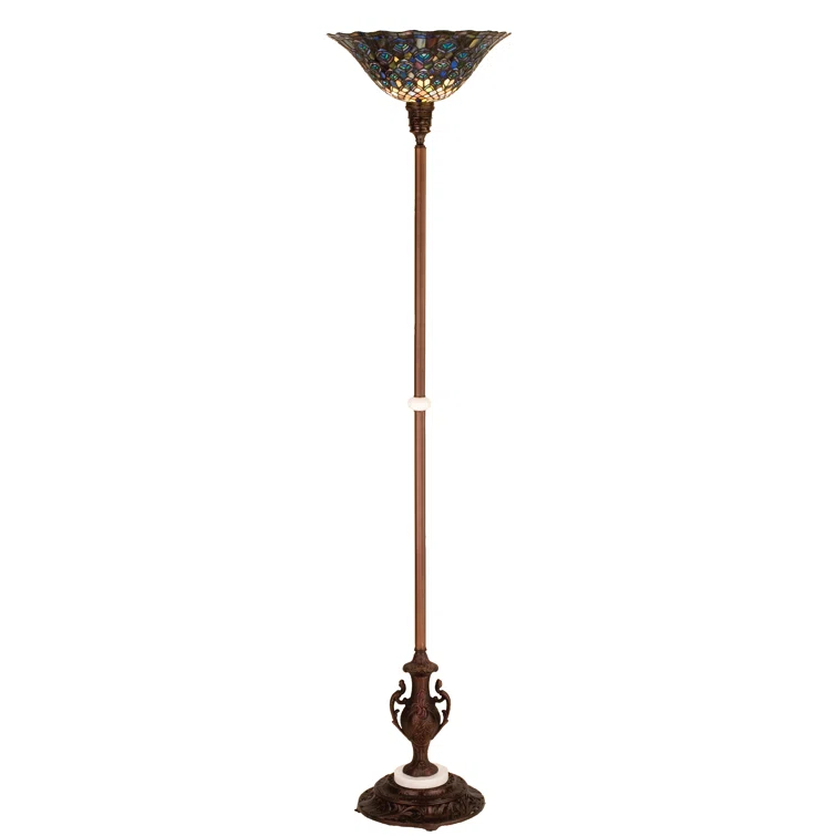 Meyda Lighting 74" High Tiffany Peacock Feather Torchiere