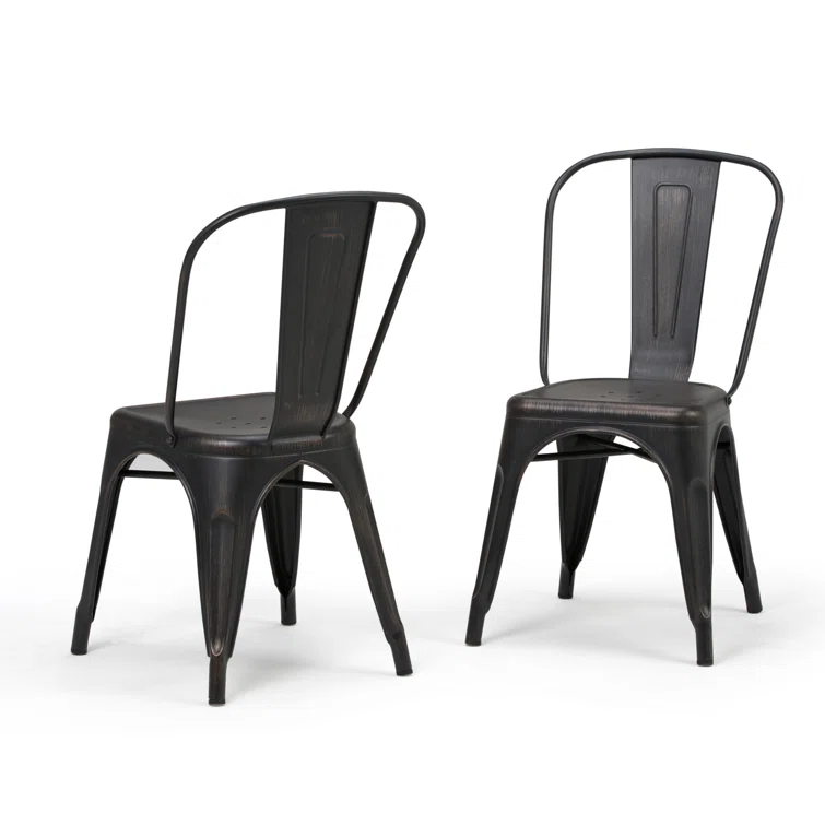 Simpli Home Fletcher Industrial Iron Dining Chair with Stackable Design and Protective Rubber Caps (Set of 2) (Set of 2)