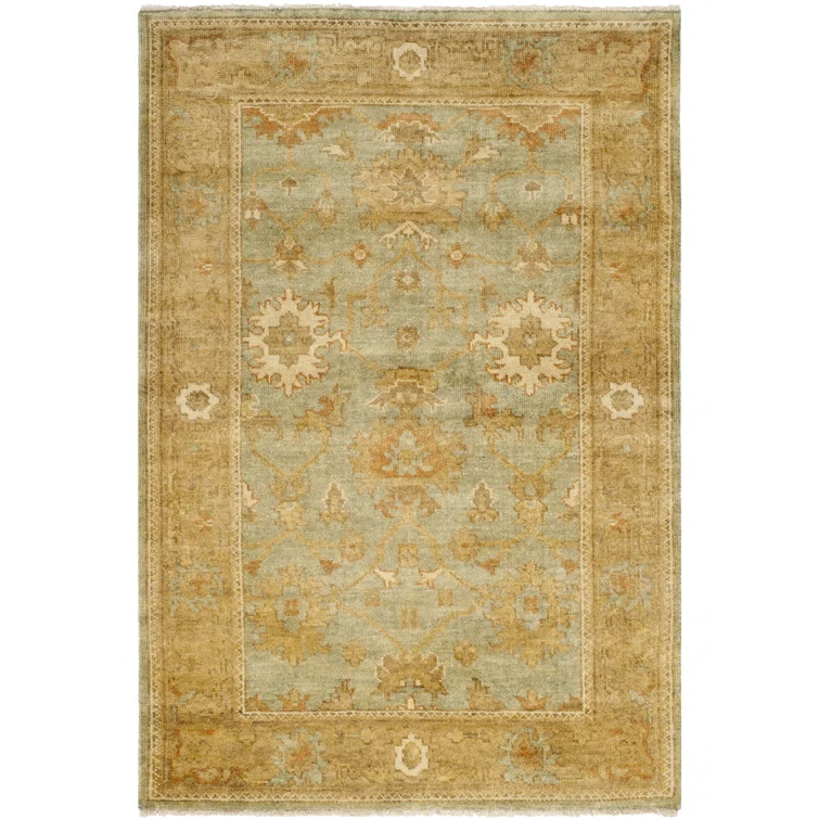 Oushak Nubl Oriental Hand Knotted Wool Dark Green/Brown Area Rug