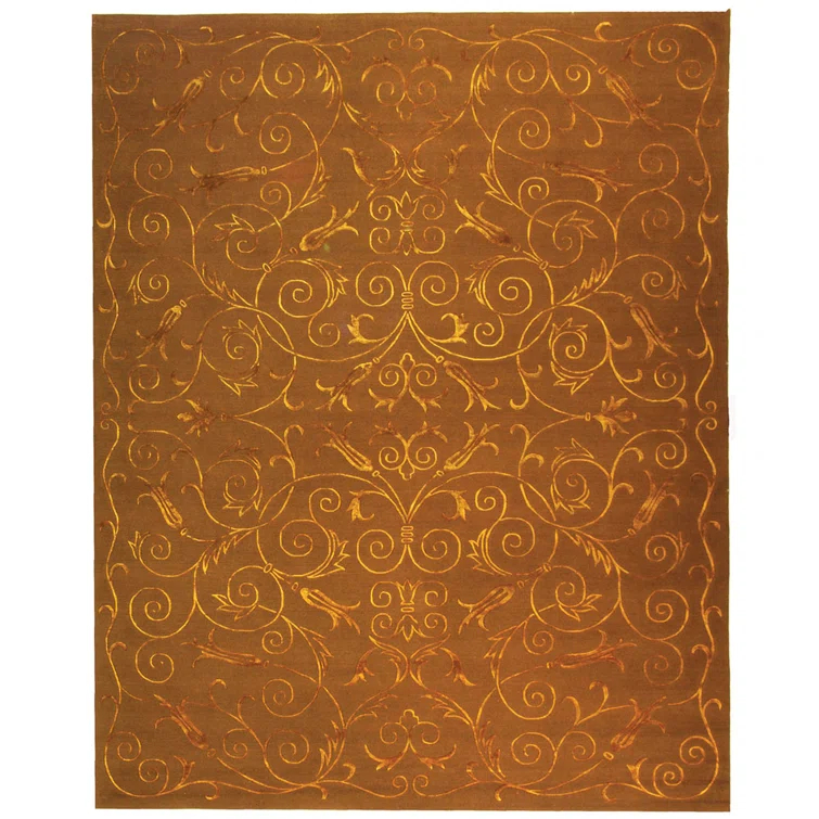 Tibetan Hand Knotted Silk & Wool Pile Floral Rug
