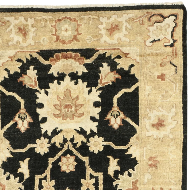 Oushak OSH115 Hand Knotted Area Rug - Black/Light Gold - 4'x6' - Safavieh.