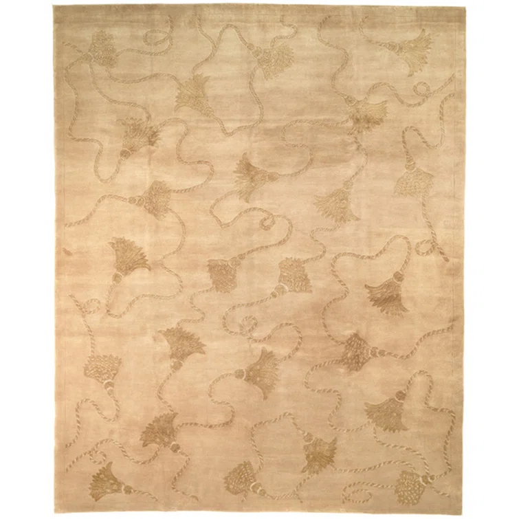 Tibetan Hand Knotted Silk & Wool Pile Floral Rug