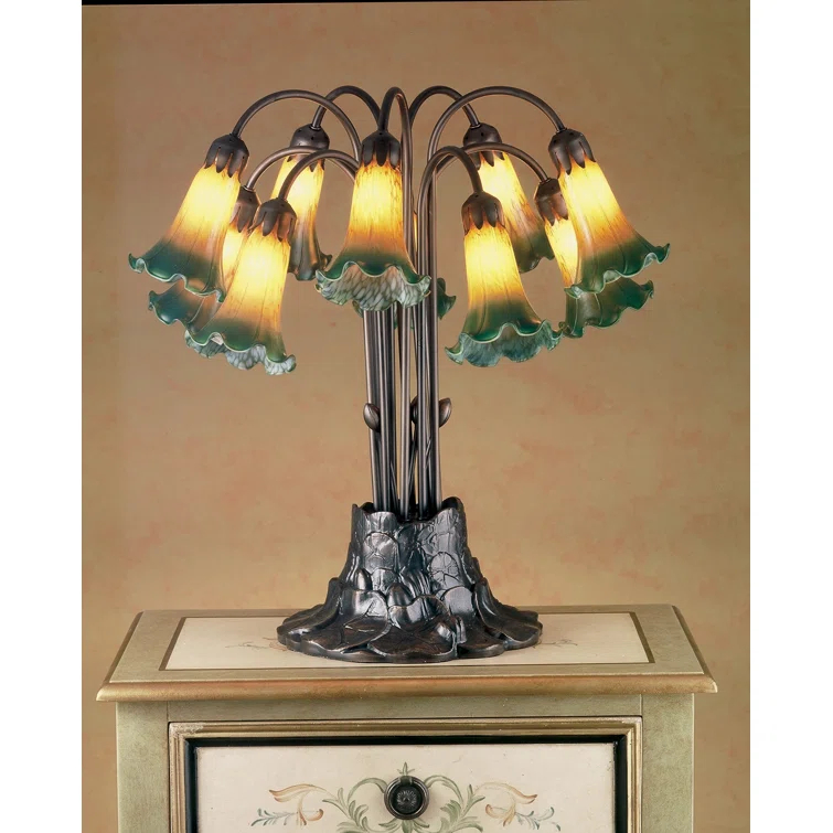 Meyda Tiffany 14357 Stained Glass / Tiffany Table Lamp From The Lilies Collection -