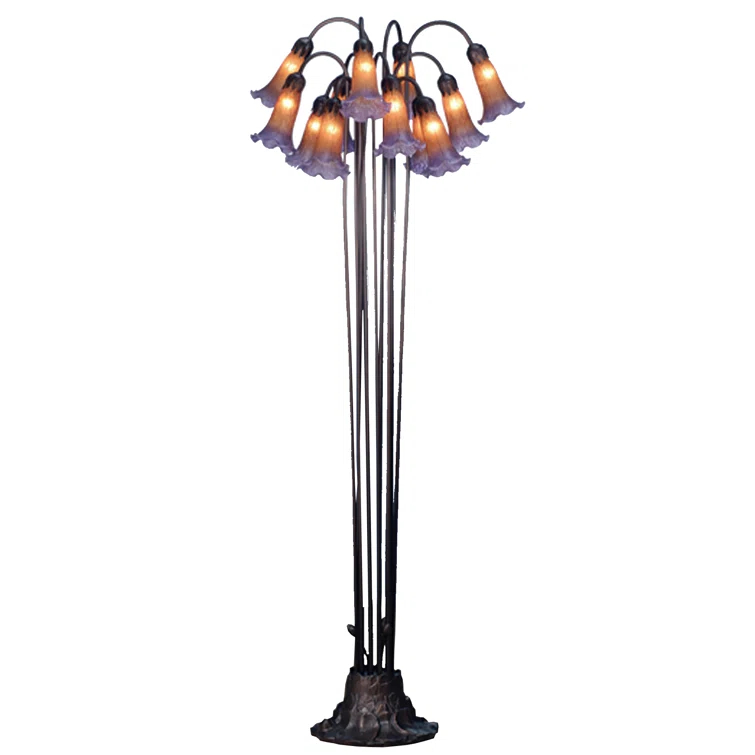 Meyda Tiffany - 15946 - 12 Light Floor Lamp - Amber/Purple Pond Lily - Amber Purple-240pack