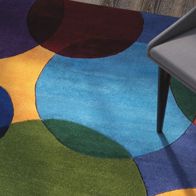 Beucher Abstract Handmade Tufted Wool Blue/Red/Green/Yellow Area Rug