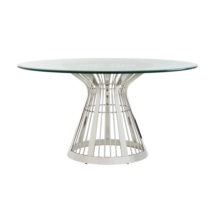 Lexington Ariana Riviera Stainless Dining Table with Glass Top
