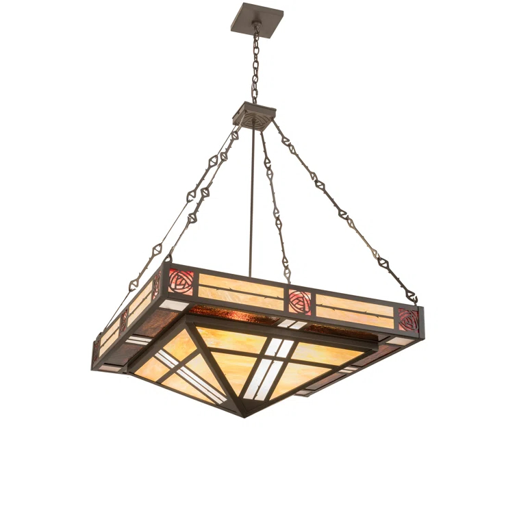 Rustic Lodge 8 - Light Bronze/Amber/Burgundy Single Pendant