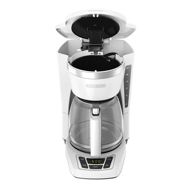 BLACK+DECKER 12-Cup Digital Coffee Maker, Programmable, Washable Basket Filter, Sneak-A-Cup, Auto Brew, Water Window, Keep Hot Plate