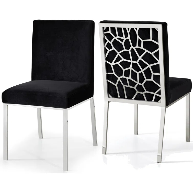 Meridian Furniture Opal 20"H Velvet Dining Chair in Black (Set of 2)