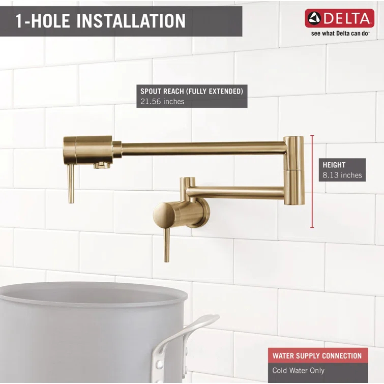 Contemporary Pot Filler Faucet, Wall Mount Pot Filler Kitchen Faucet