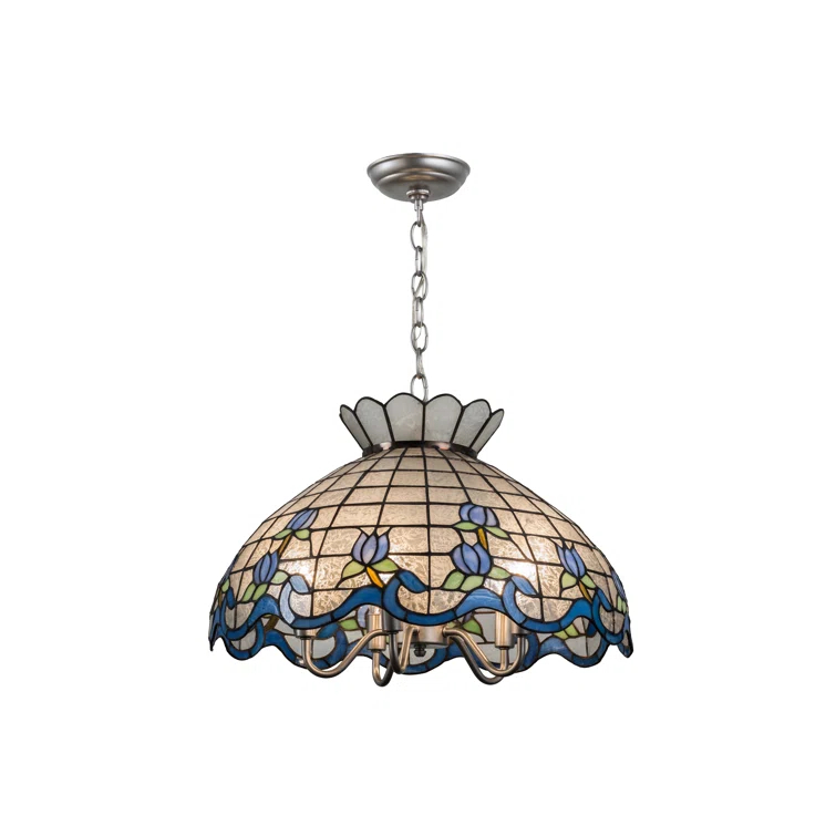 Meyda Tiffany & Stained Glass 5 - Light Nickel Unique/Statement Pendant