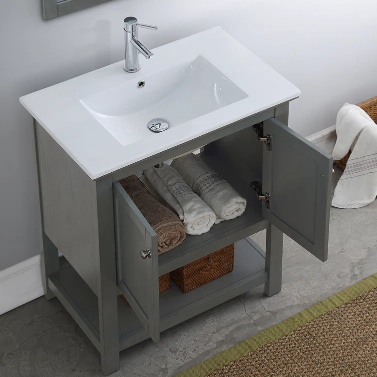 Manchester 30" Freestanding Single Sink Bathroom Vanity with Integrated Sink (Faucet Not Included)