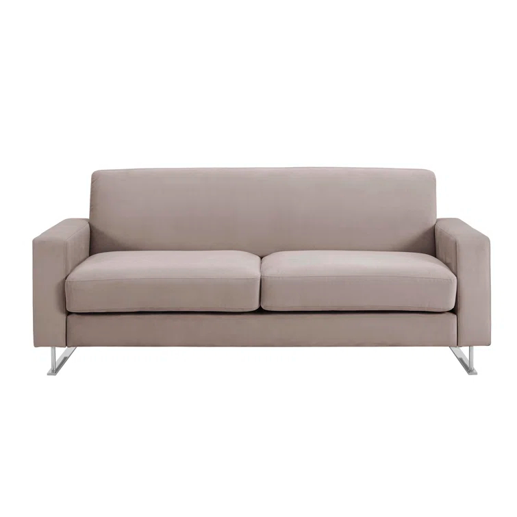Elle Decor Baylie Mid-Century Modern Sofa with Chrome Sleigh Legs