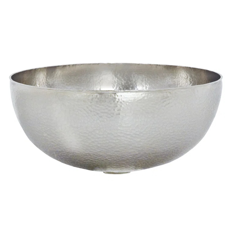 Maestro Brushed Nickel Hand Hammered Circular Vessel Bathroom Sink
