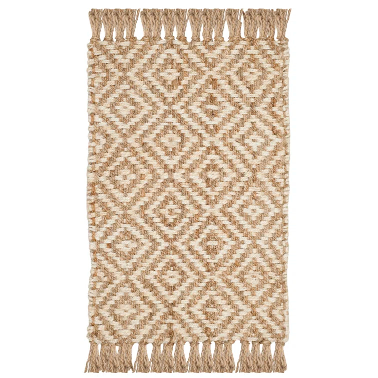 Derosier Natural Fiber Hand Woven Jute Geometric Rug