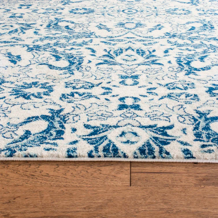 Alessia Floral Ivory/Blue Area Rug
