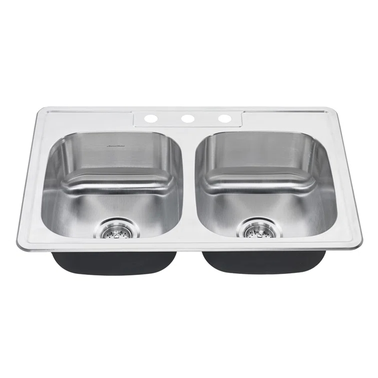 Colony 33'' L Drop-In Double Bowl Stainless Steel Kitchen Sink