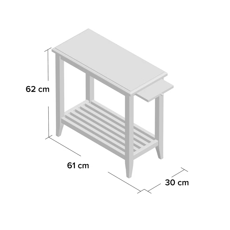 Petite Off-White Birch Side Table with Tapered Legs