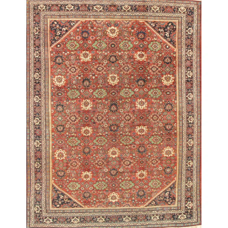 Azerbaijan One-of-a-Kind Rectangle 10'3" X 13'6" 1910s Area Rug in Beige/Gray/Rust