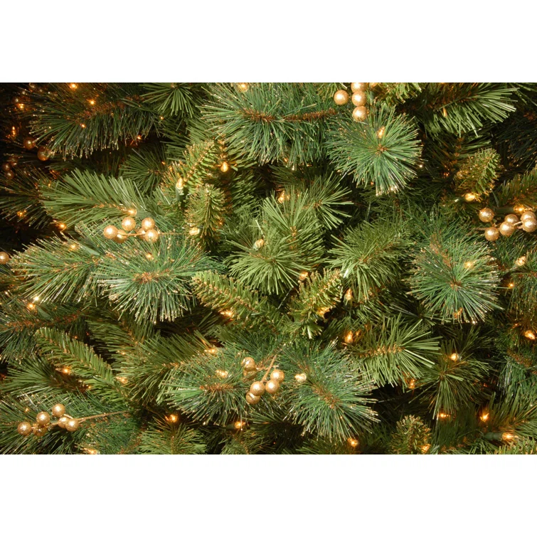 The Holiday Aisle® 4 ft. Glittery Gold Pine Entrance Tree with Clear Lights