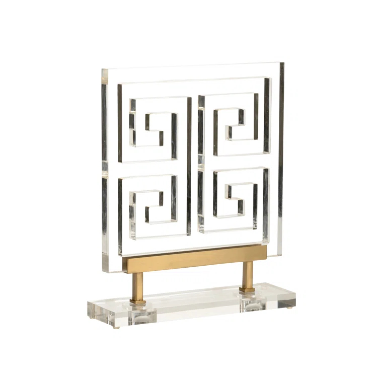 Large Clear Acrylic Greek Key Accent Sculpture