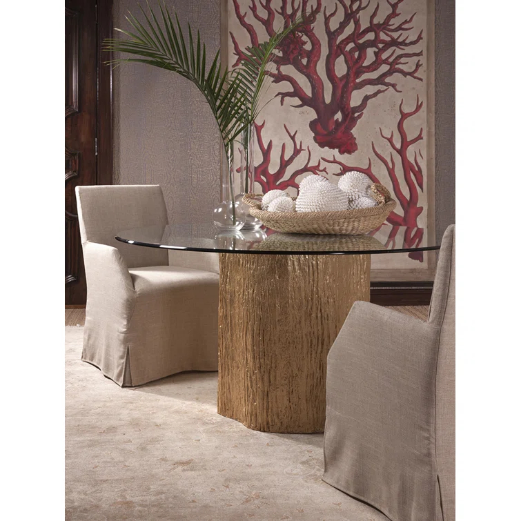 Signature Designs Trunk Segment Round Dining Table with Glass Top
