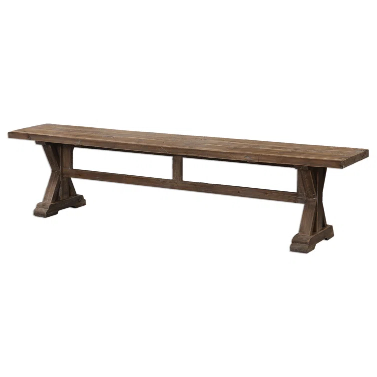 Uttermost Stratford Farmhouse Solid Wood Bench in Brown Finish