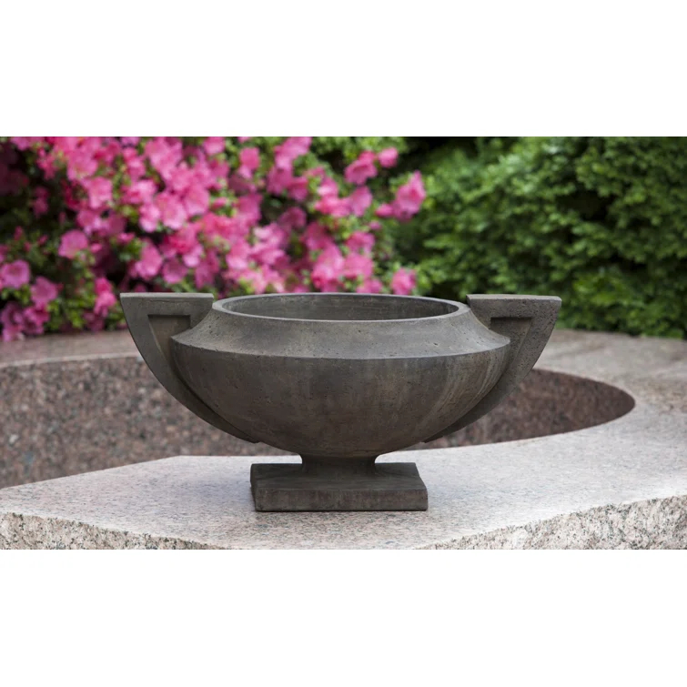 Handcrafted Weather Resistant Dark Gray Stone Outdoor Planter