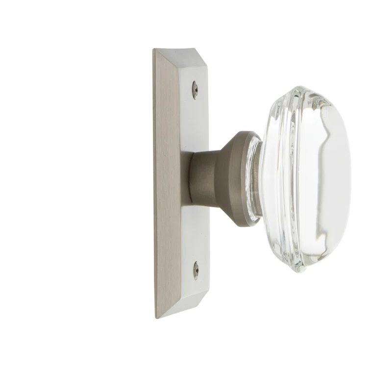 Studio Plate with Oval Clear Crystal Door Knob