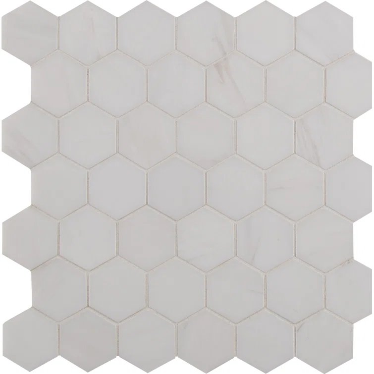 Bianco Dolomite 2" x 2" Marble Mosaic Tile in White